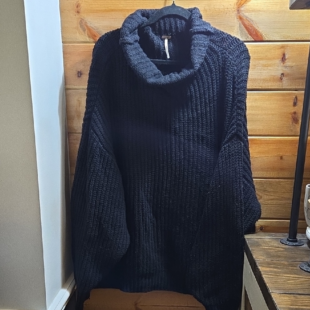 Free People Chunky Cableknit Large Oversized Turtleneck Sweater